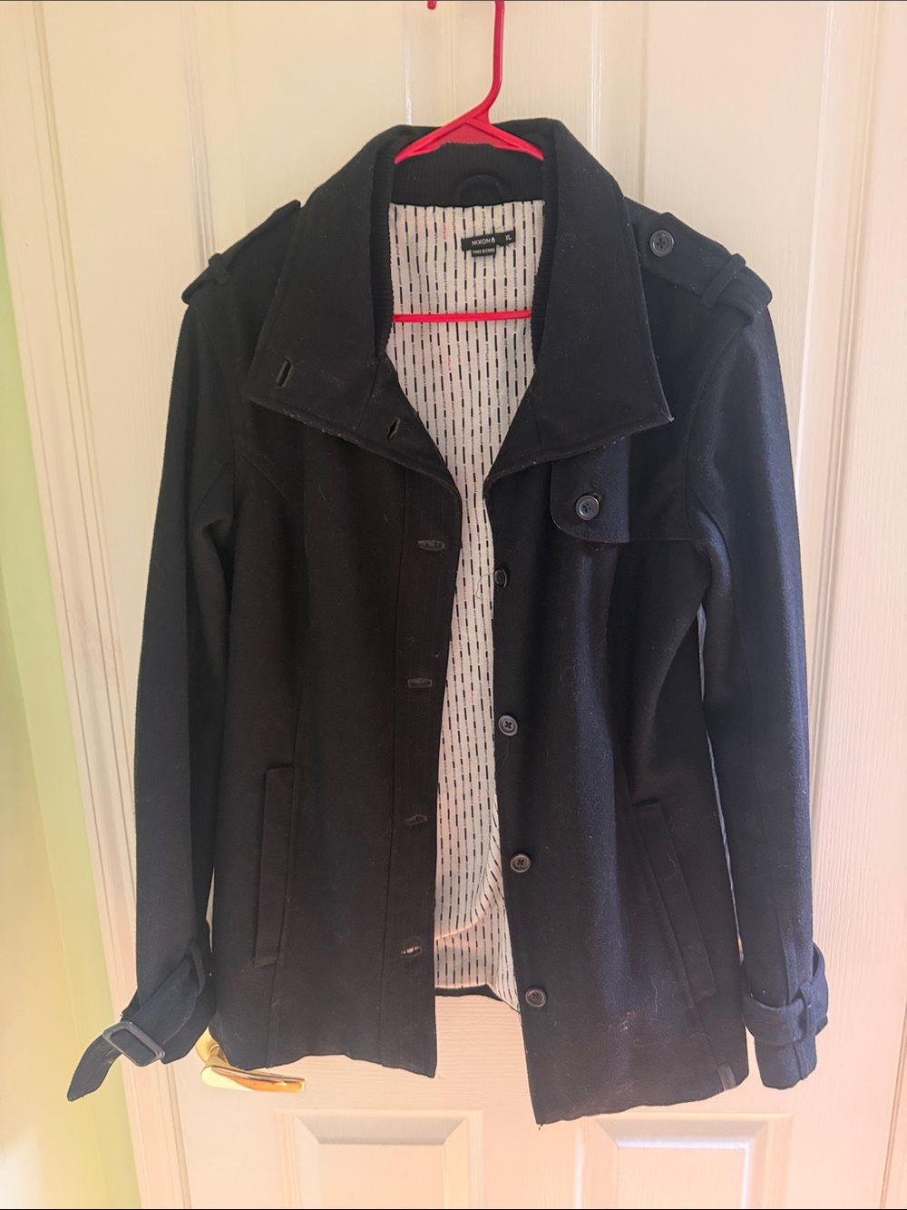 Nixon Black Women's Pea Coat with Epaulets